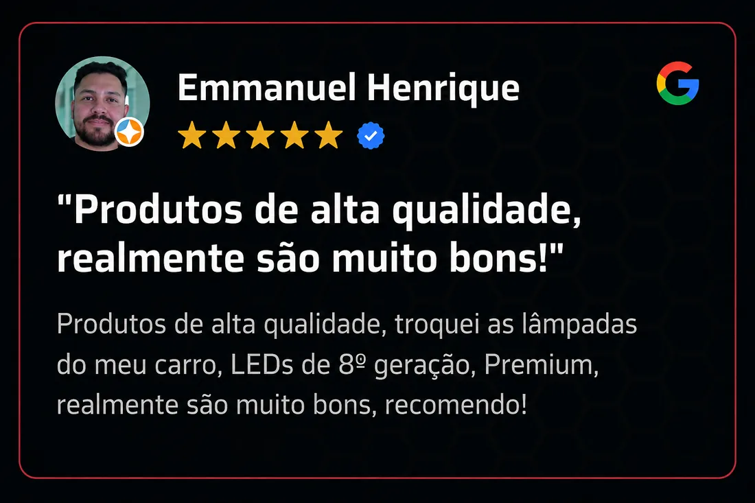 Avaliação cinco estrelas de Emmanuel Henrique sobre as lâmpadas LED premium.